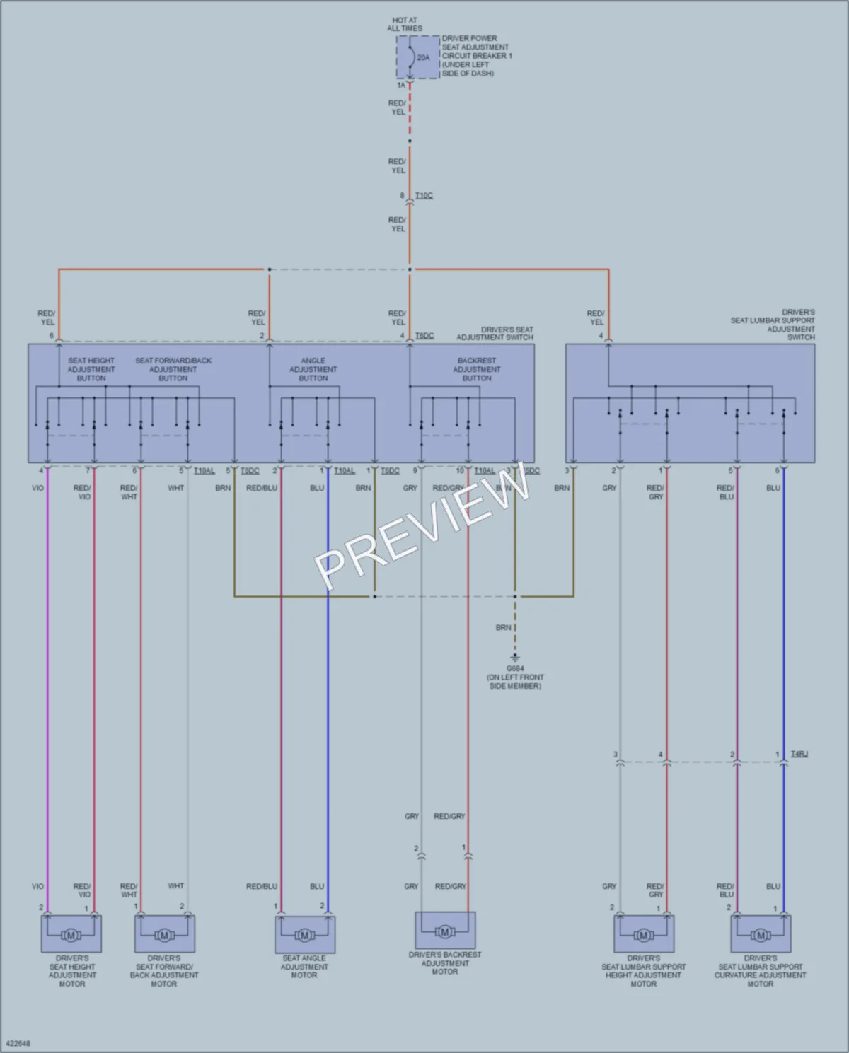2014 Volkswagen CC Power Seats wiring diagram preview
