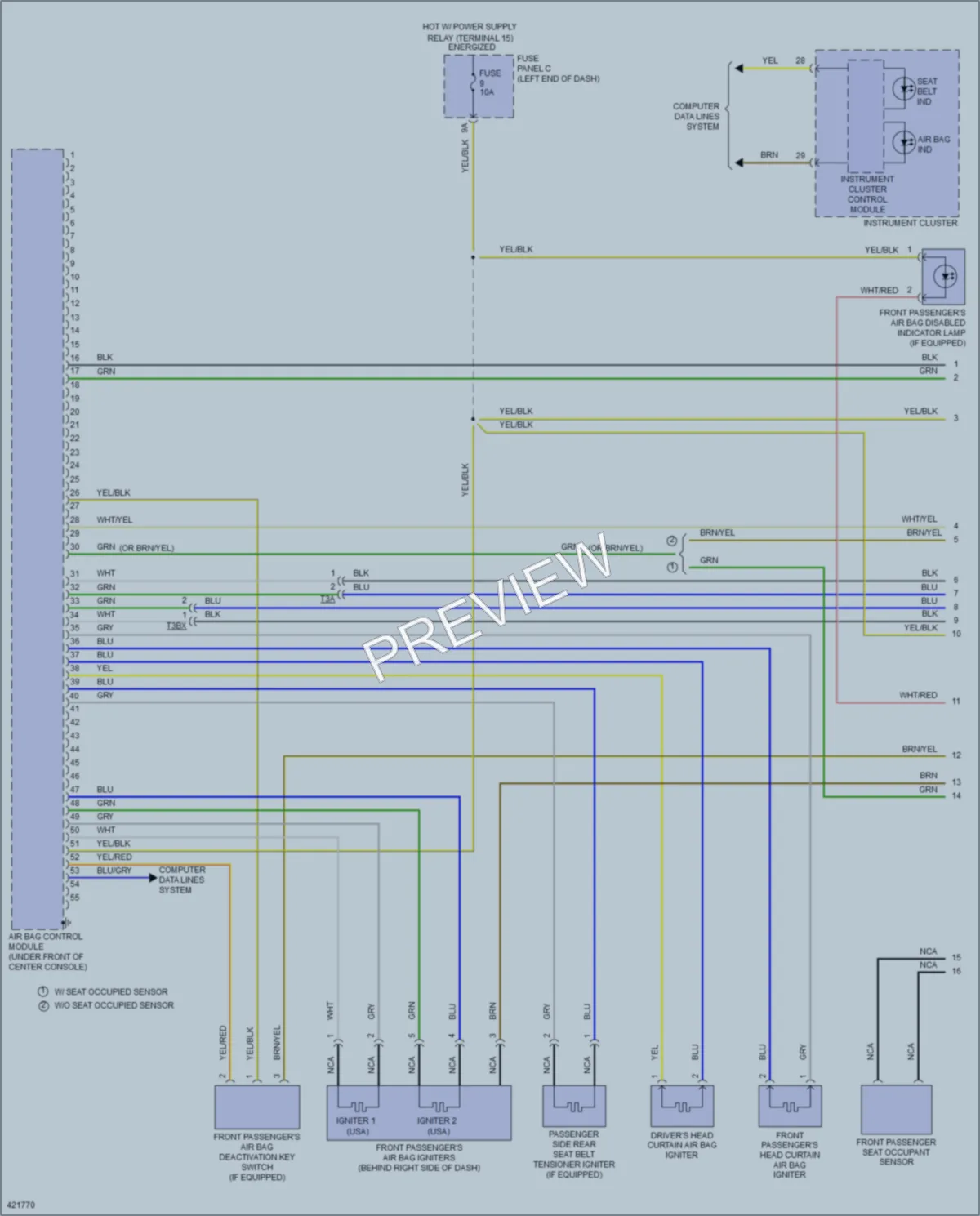 2014 Volkswagen CC Supplemental Restraints wiring diagram preview