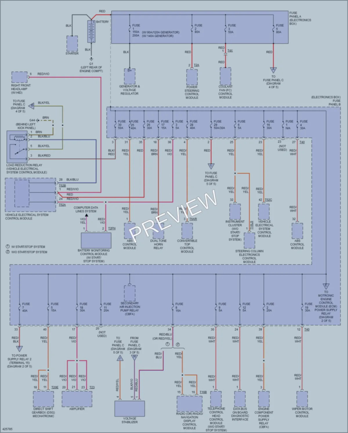 2014 Volkswagen Eos Power Distribution wiring diagram preview