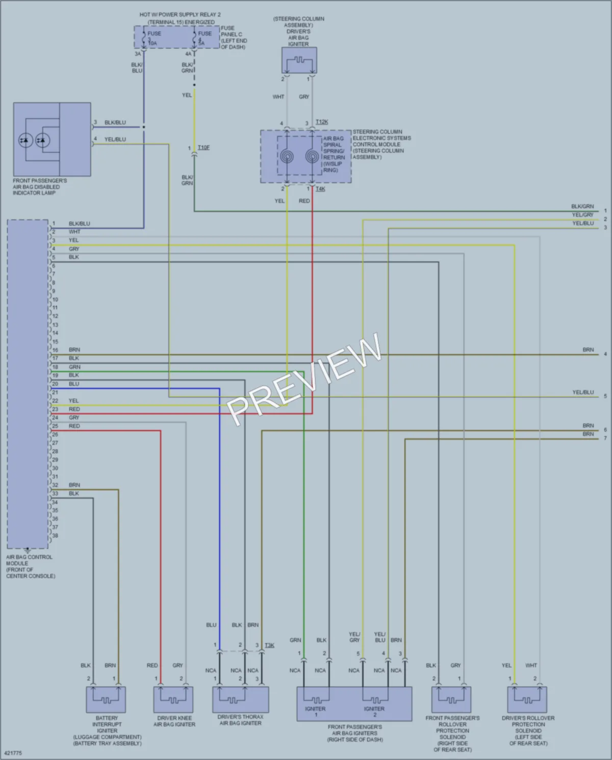 2014 Volkswagen Eos Supplemental Restraints wiring diagram preview