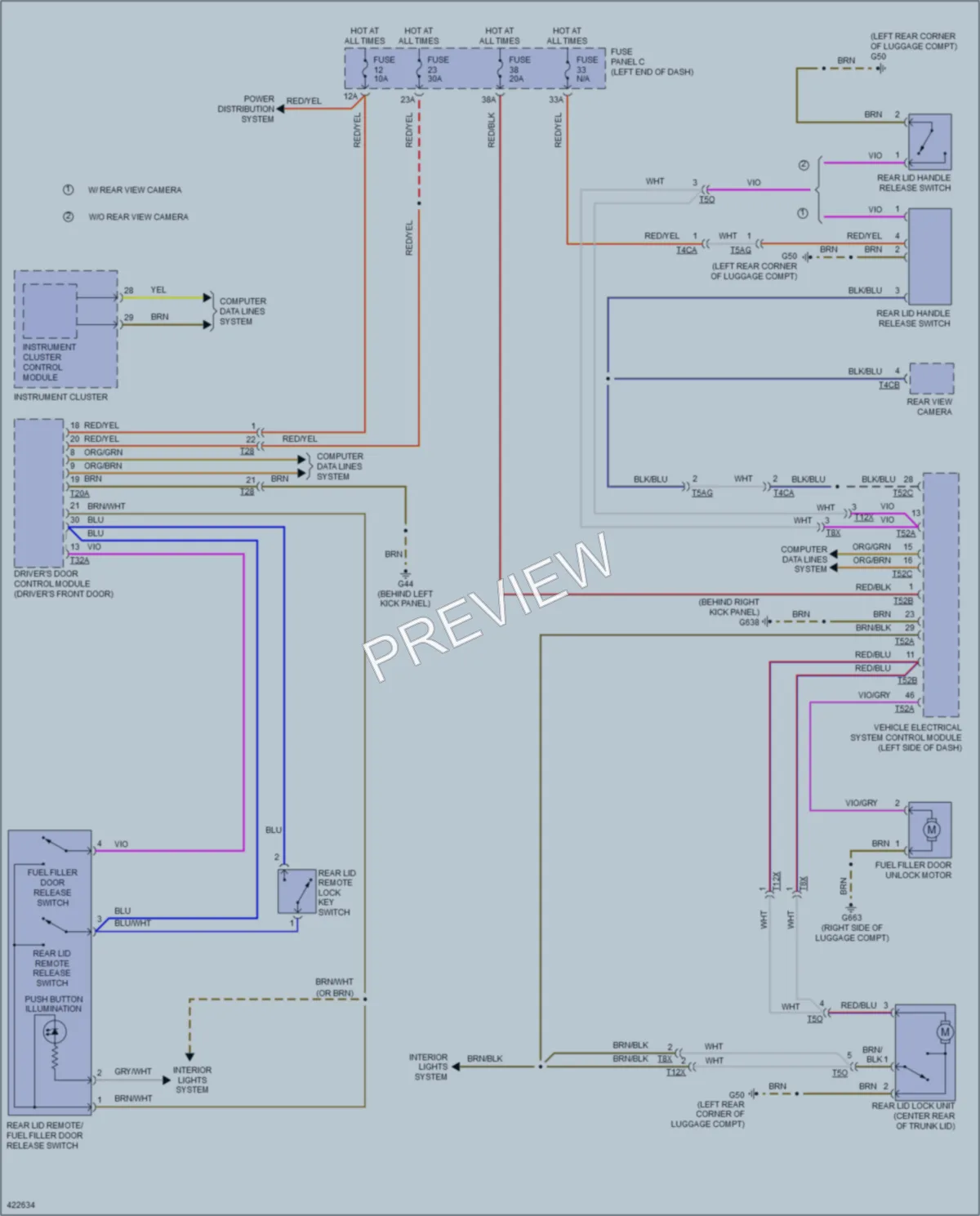 2014 Volkswagen Eos Trunk Tailgate Fuel Door wiring diagram preview