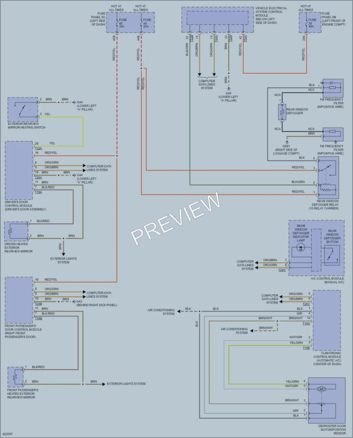 2014 Volkswagen 4D Sedan Defoggers wiring diagram preview