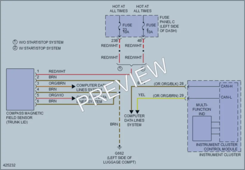 2014 Volkswagen 4D Sedan Instrument Cluster wiring diagram preview