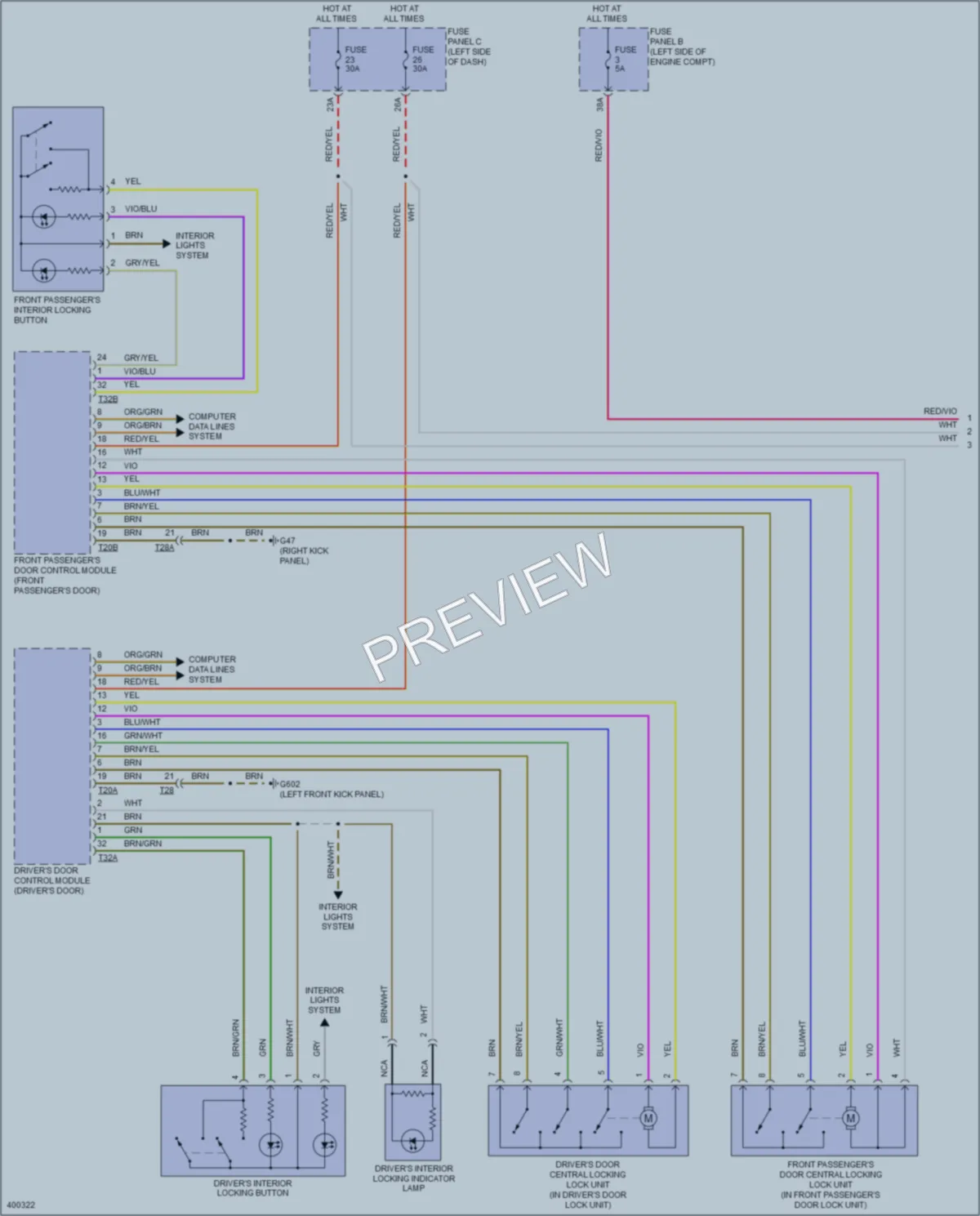 2014 Volkswagen 4D Wagon Power Door Locks wiring diagram preview