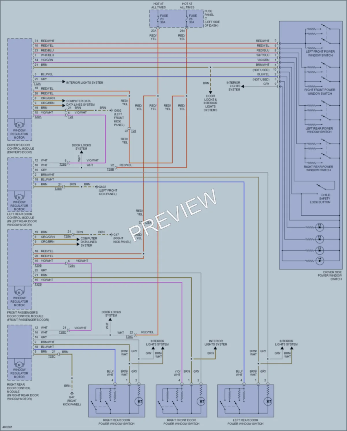 2014 Volkswagen 4D Wagon Power Windows wiring diagram preview