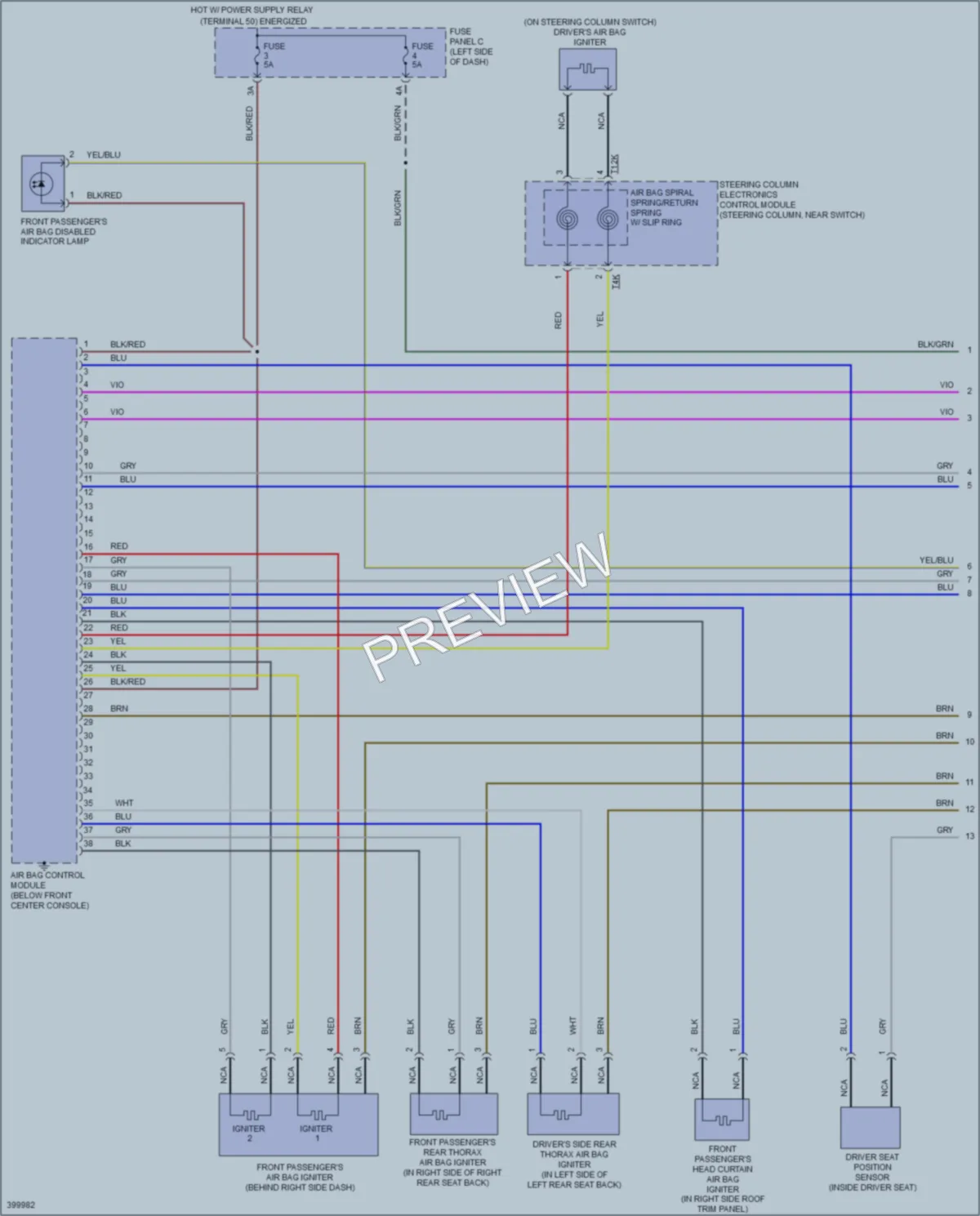 2014 Volkswagen 4D Wagon Supplemental Restraints wiring diagram preview