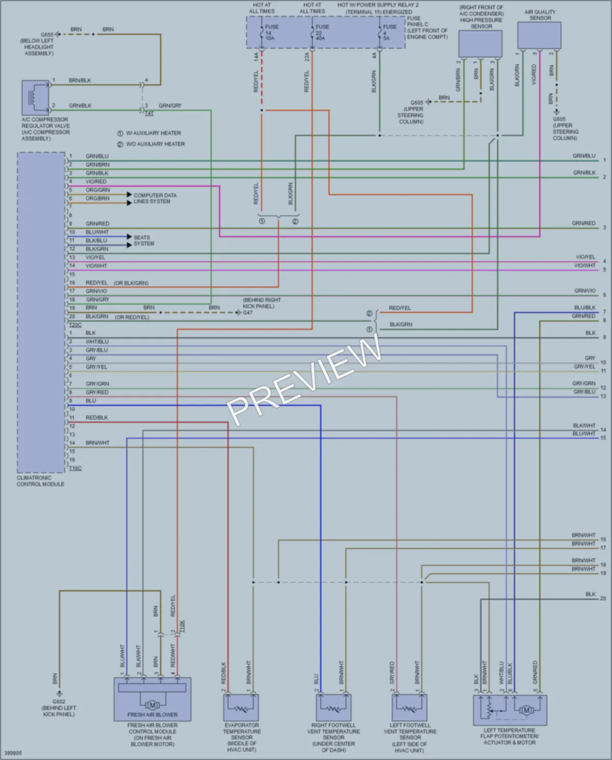 2014 Volkswagen GTI Air Conditioning wiring diagram preview