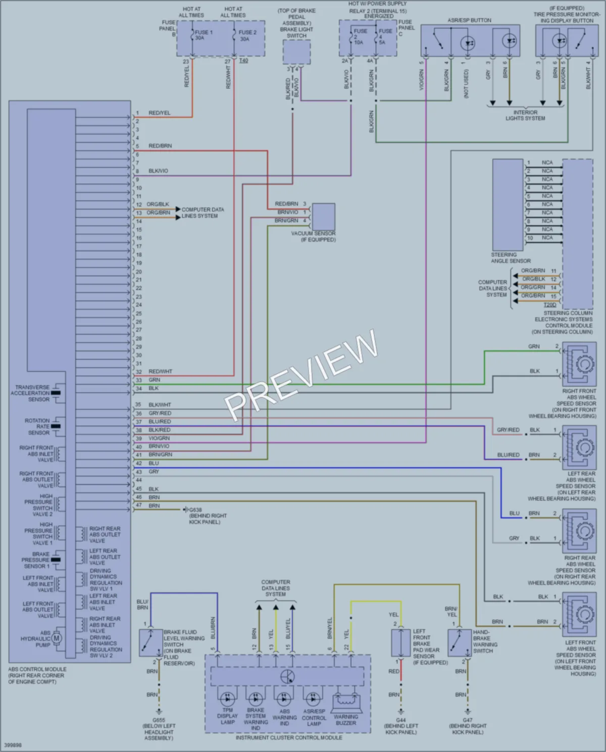 2014 Volkswagen GTI Anti Lock Brakes wiring diagram preview