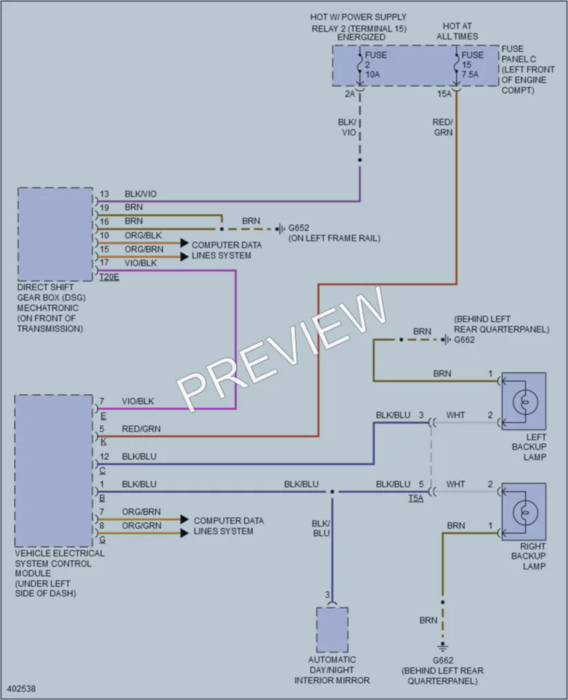 2014 Volkswagen GTI Exterior Lights wiring diagram preview