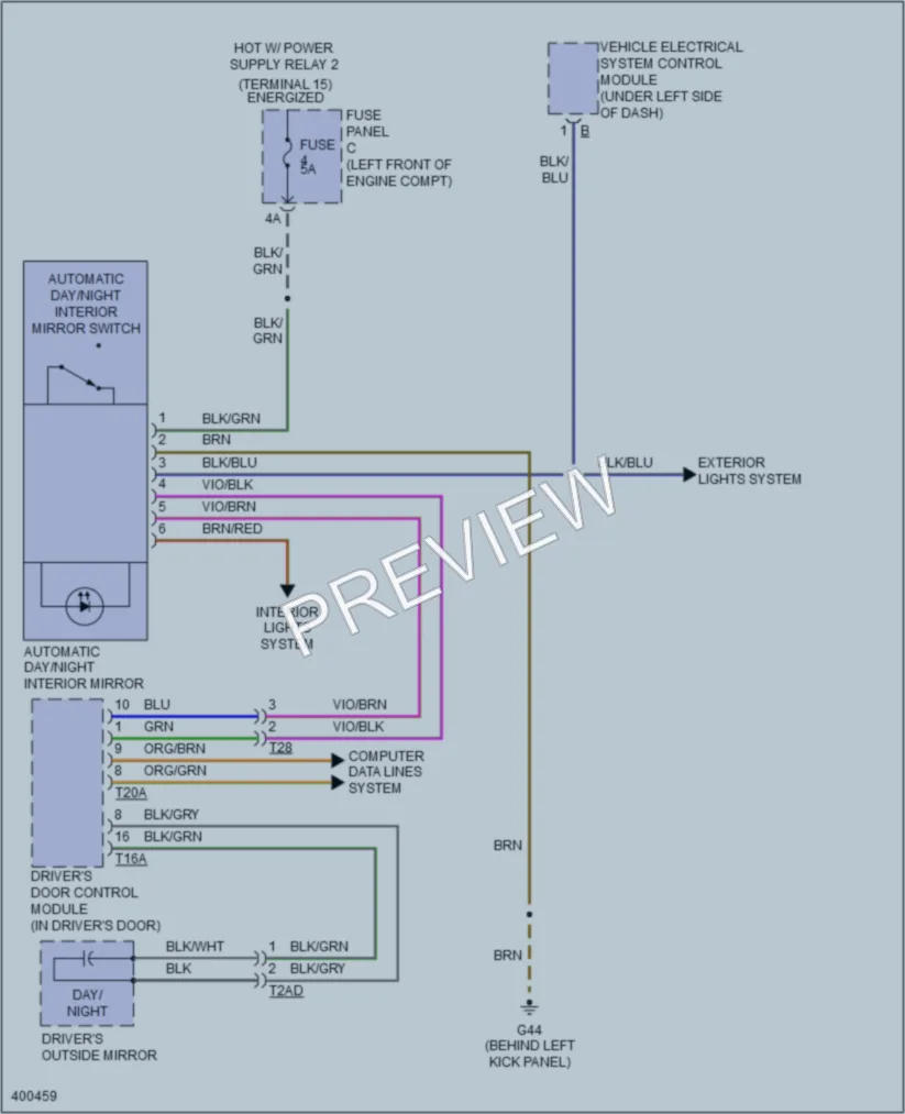 2014 Volkswagen GTI Power Mirrors wiring diagram preview
