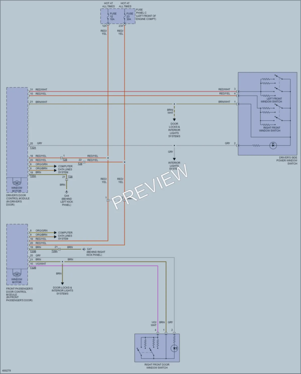 2014 Volkswagen GTI Power Windows wiring diagram preview