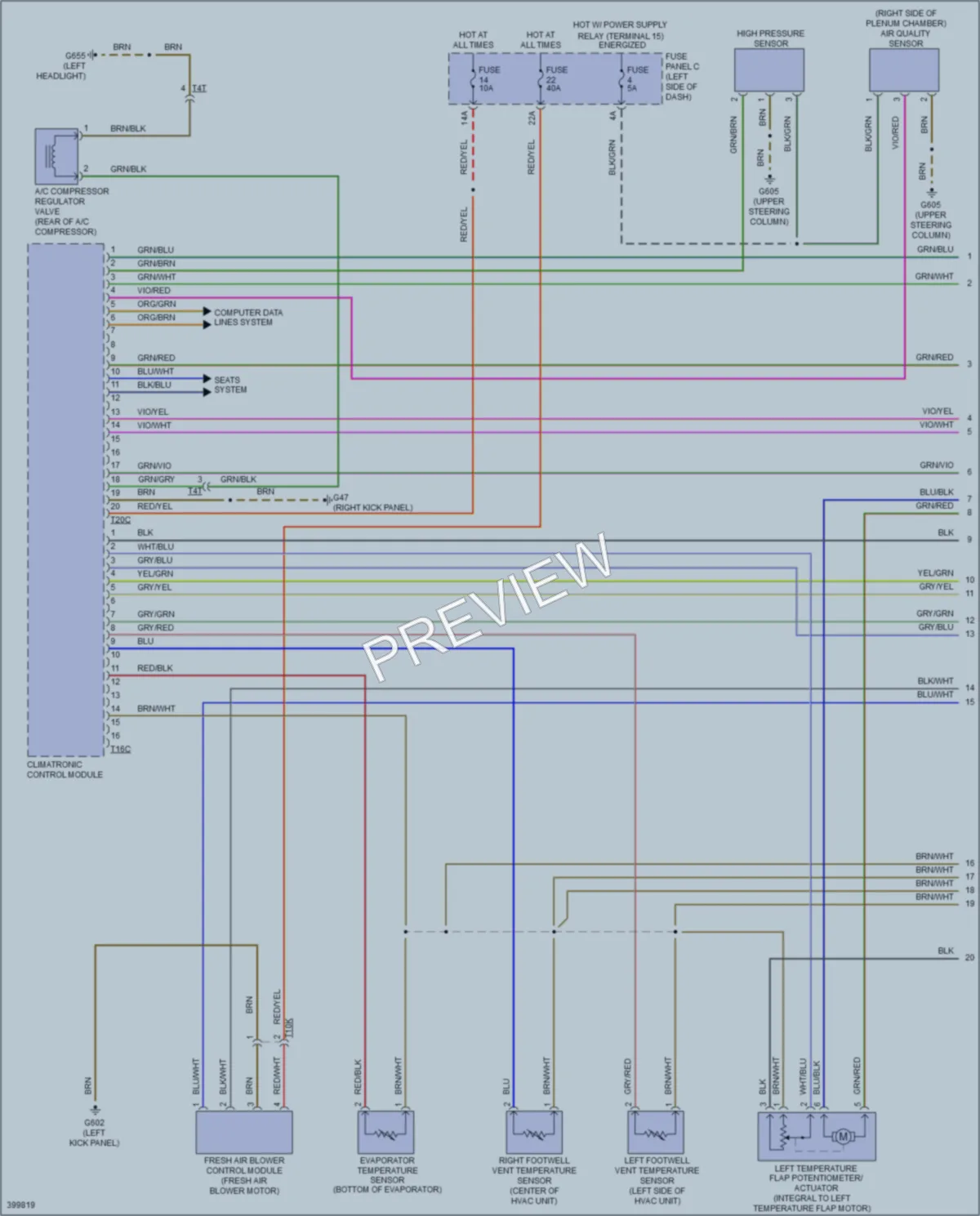 2014 Volkswagen Golf Air Conditioning wiring diagram preview
