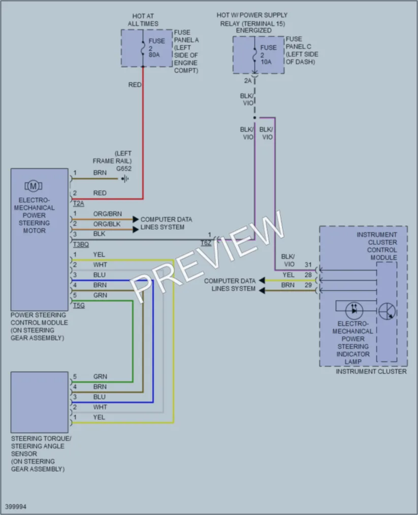 2014 Volkswagen Golf Electronic Power Steering wiring diagram preview