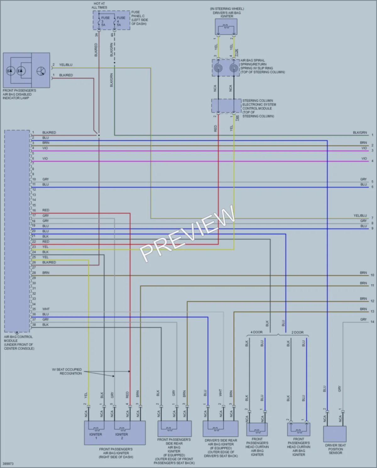2014 Volkswagen Golf Supplemental Restraints wiring diagram preview