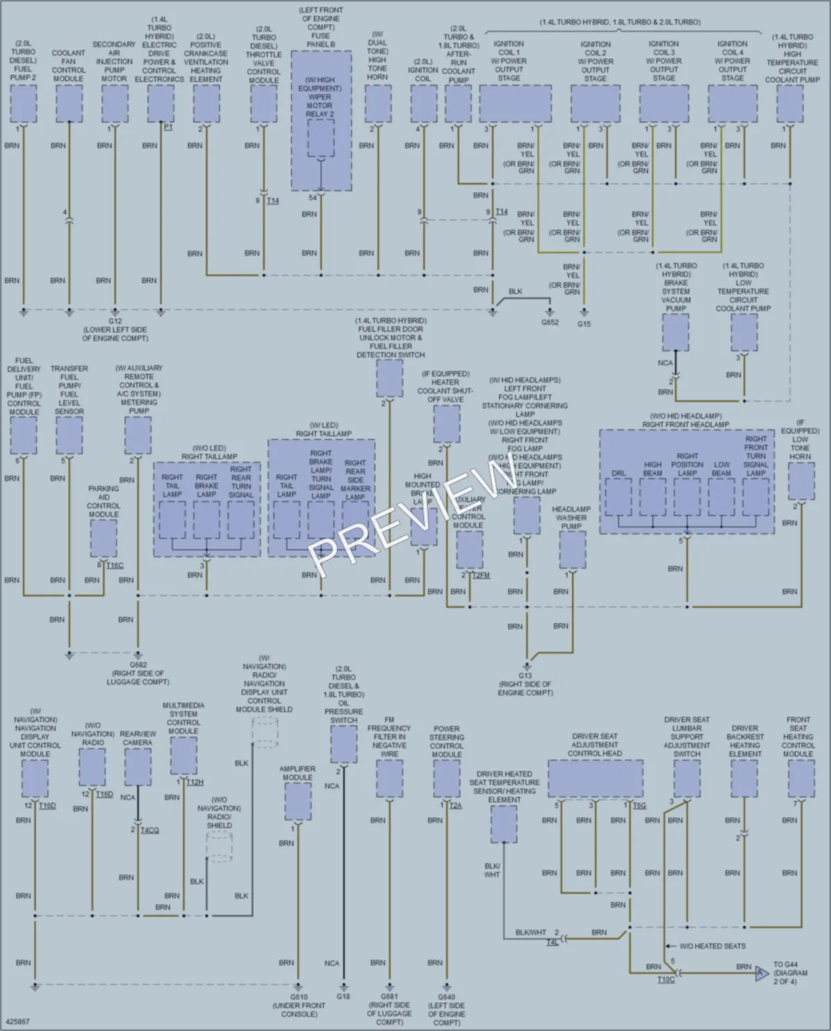 2014 Volkswagen 4D Sedan Ground Distribution wiring diagram preview