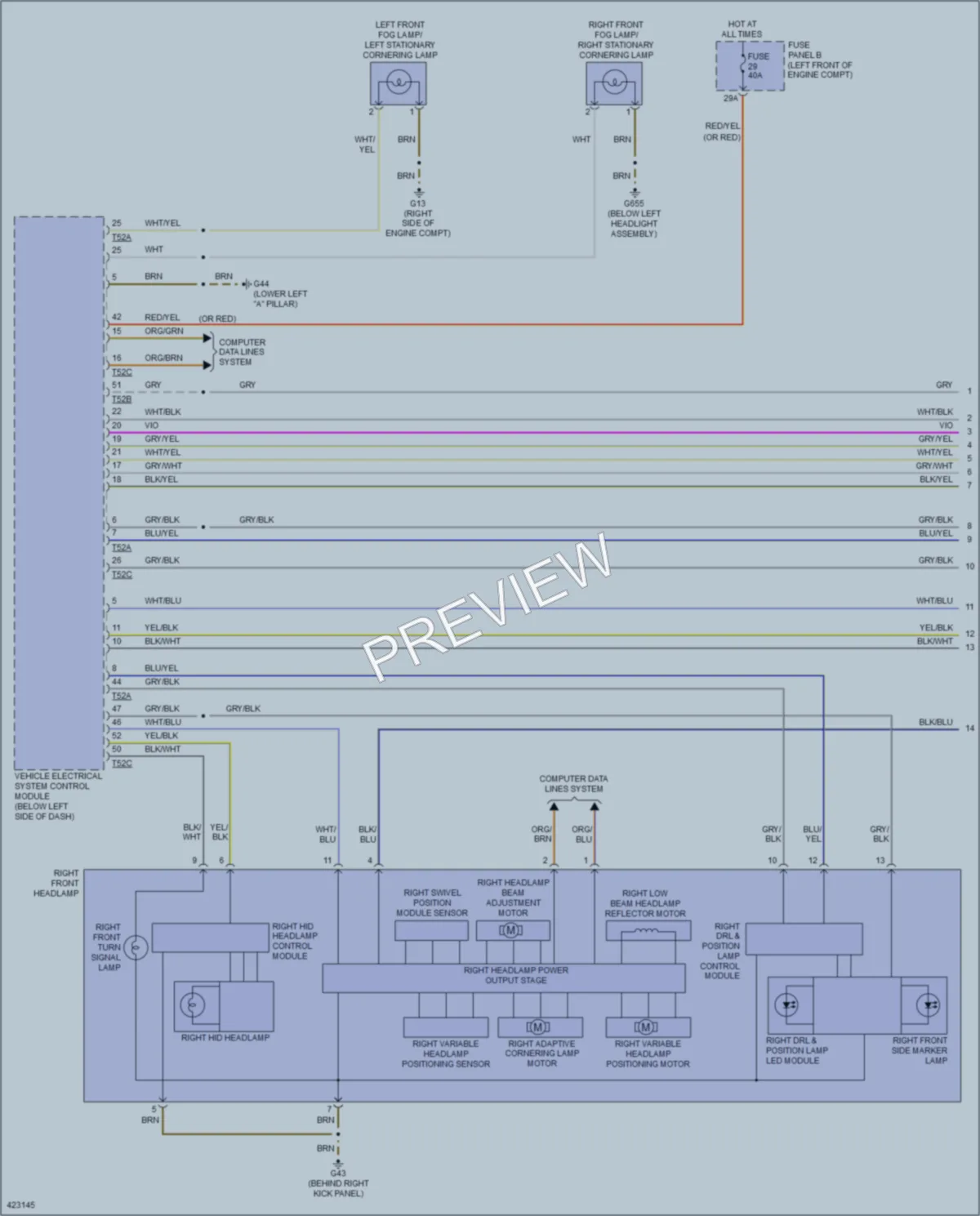2014 Volkswagen 4D Sedan Headlights wiring diagram preview