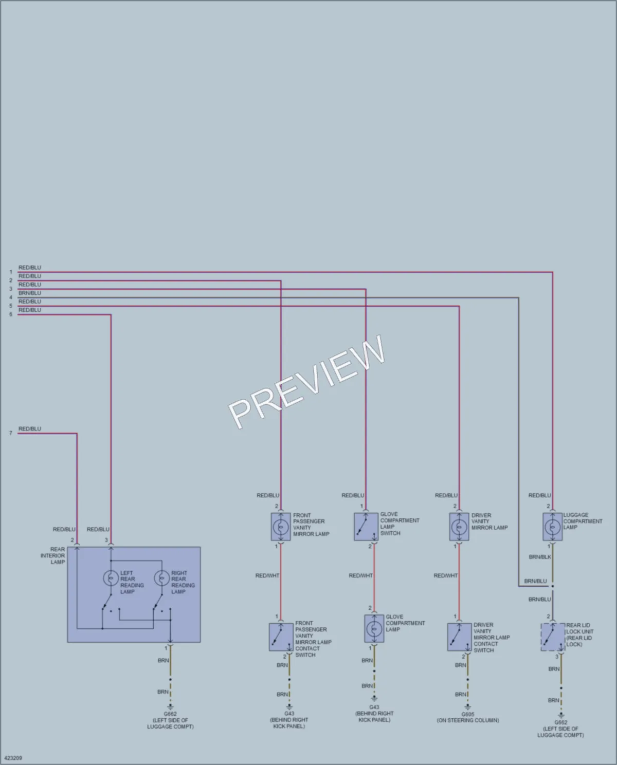 2014 Volkswagen 4D Sedan Interior Lights wiring diagram preview