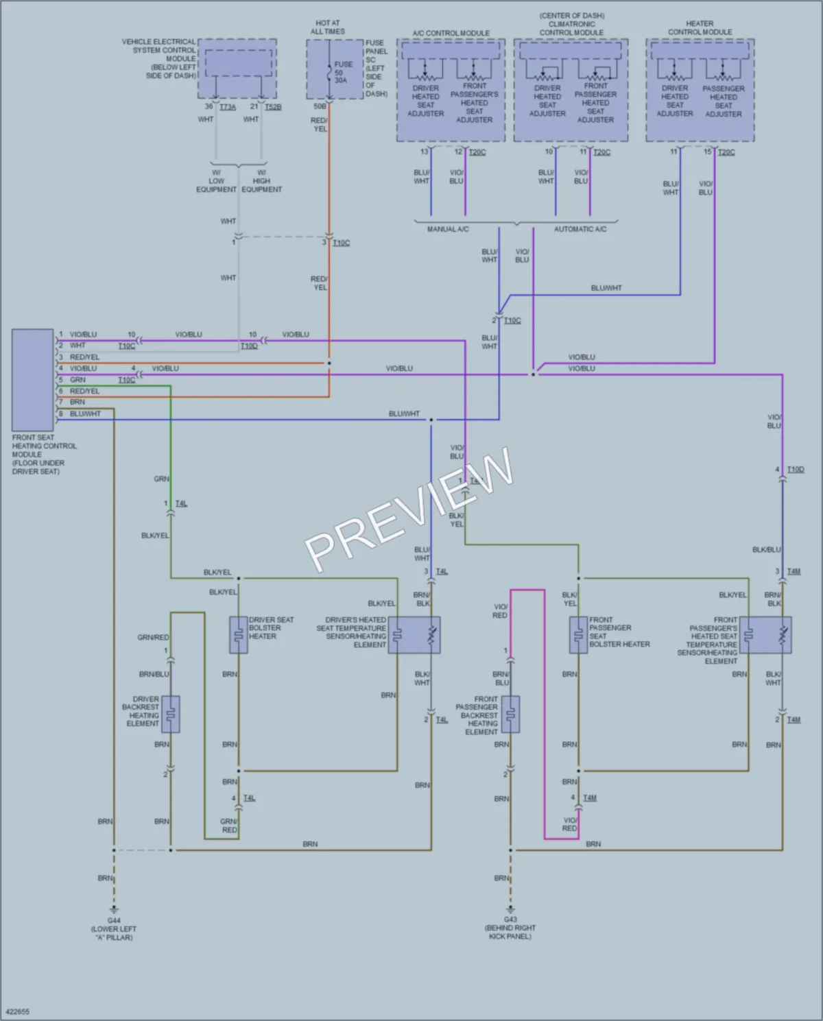 2014 Volkswagen 4D Sedan Power Seats wiring diagram preview