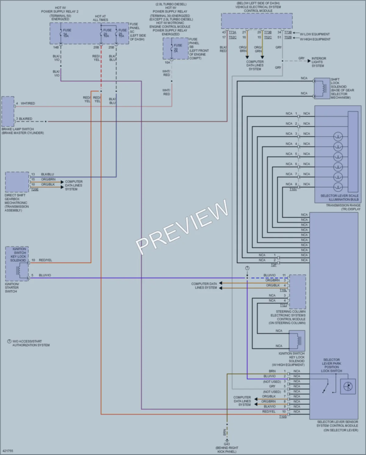 2014 Volkswagen 4D Sedan Shift Interlock wiring diagram preview