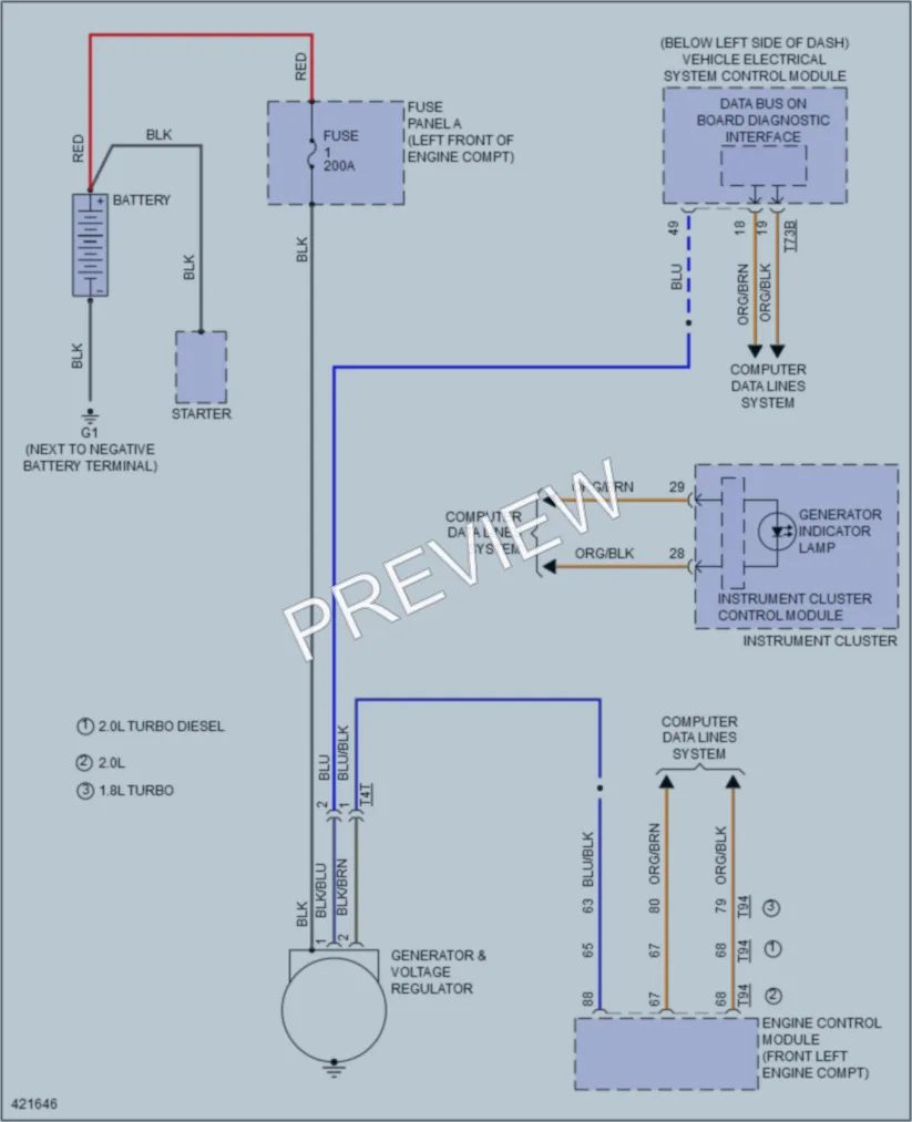 2014 Volkswagen 4D Sedan Starting Charging wiring diagram preview