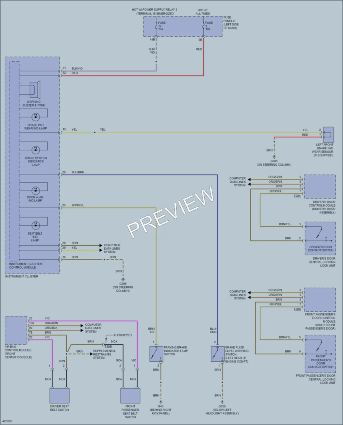 2014 Volkswagen 4D Sedan Warning Systems wiring diagram preview