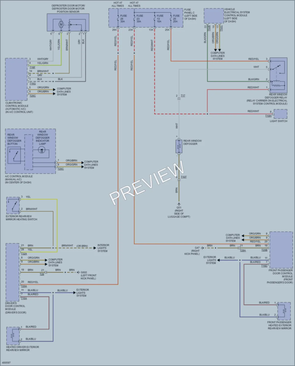 2014 Volkswagen 4D Wagon Defoggers wiring diagram preview
