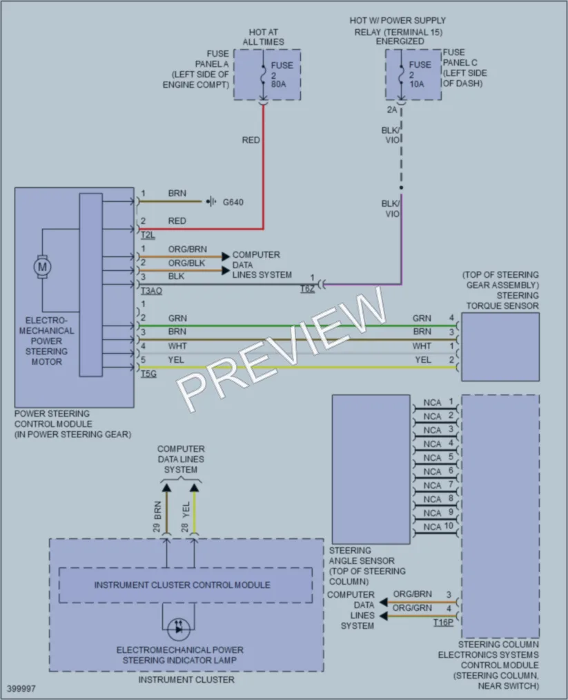 2014 Volkswagen 4D Wagon Electronic Power Steering wiring diagram preview