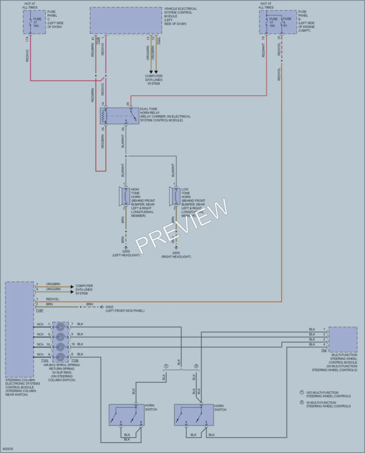 2014 Volkswagen 4D Wagon Horn wiring diagram preview