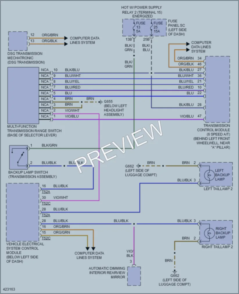 2014 Volkswagen 4D Sedan Exterior Lights wiring diagram preview