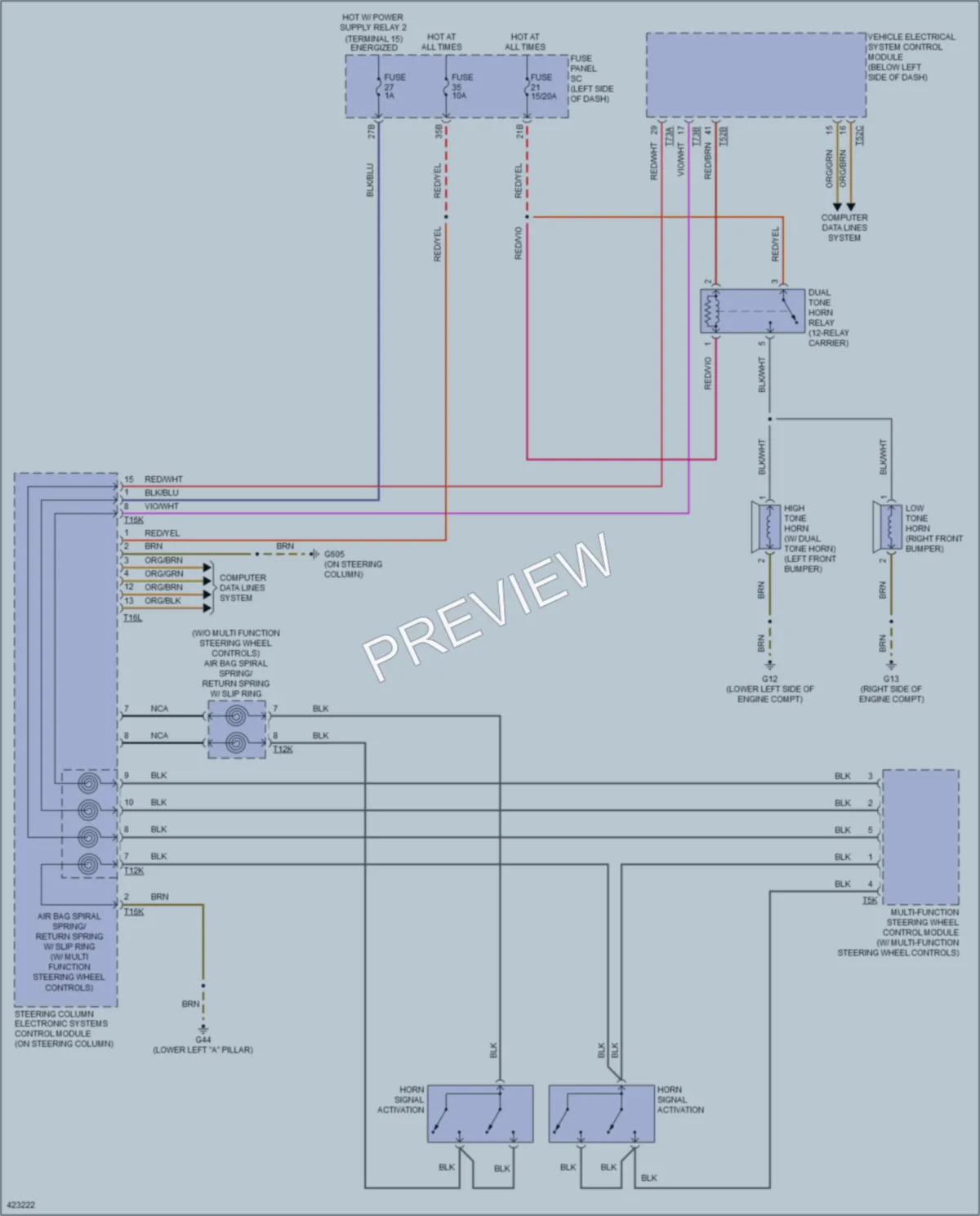 2014 Volkswagen 4D Sedan Horn wiring diagram preview