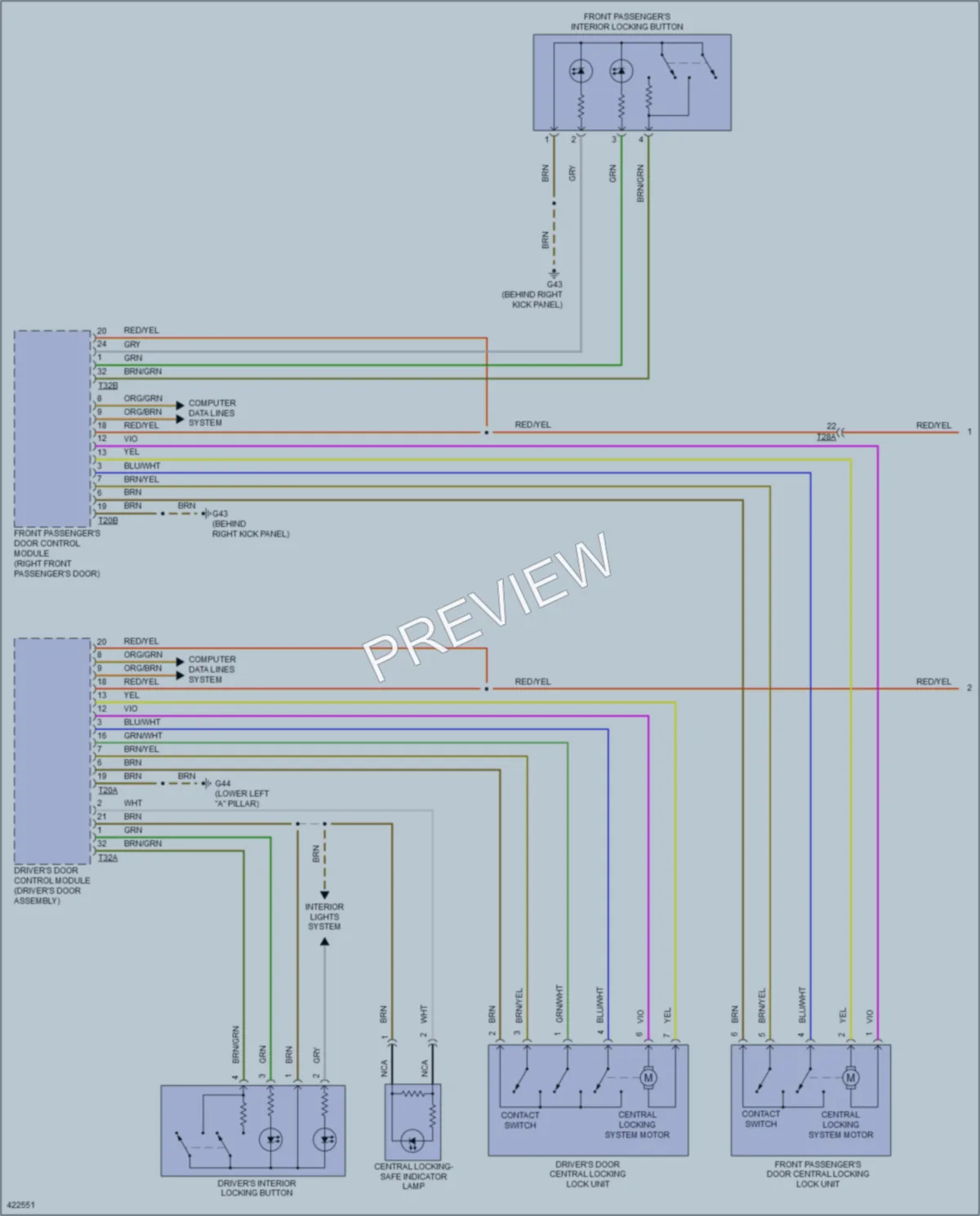 2014 Volkswagen 4D Sedan Power Door Locks wiring diagram preview