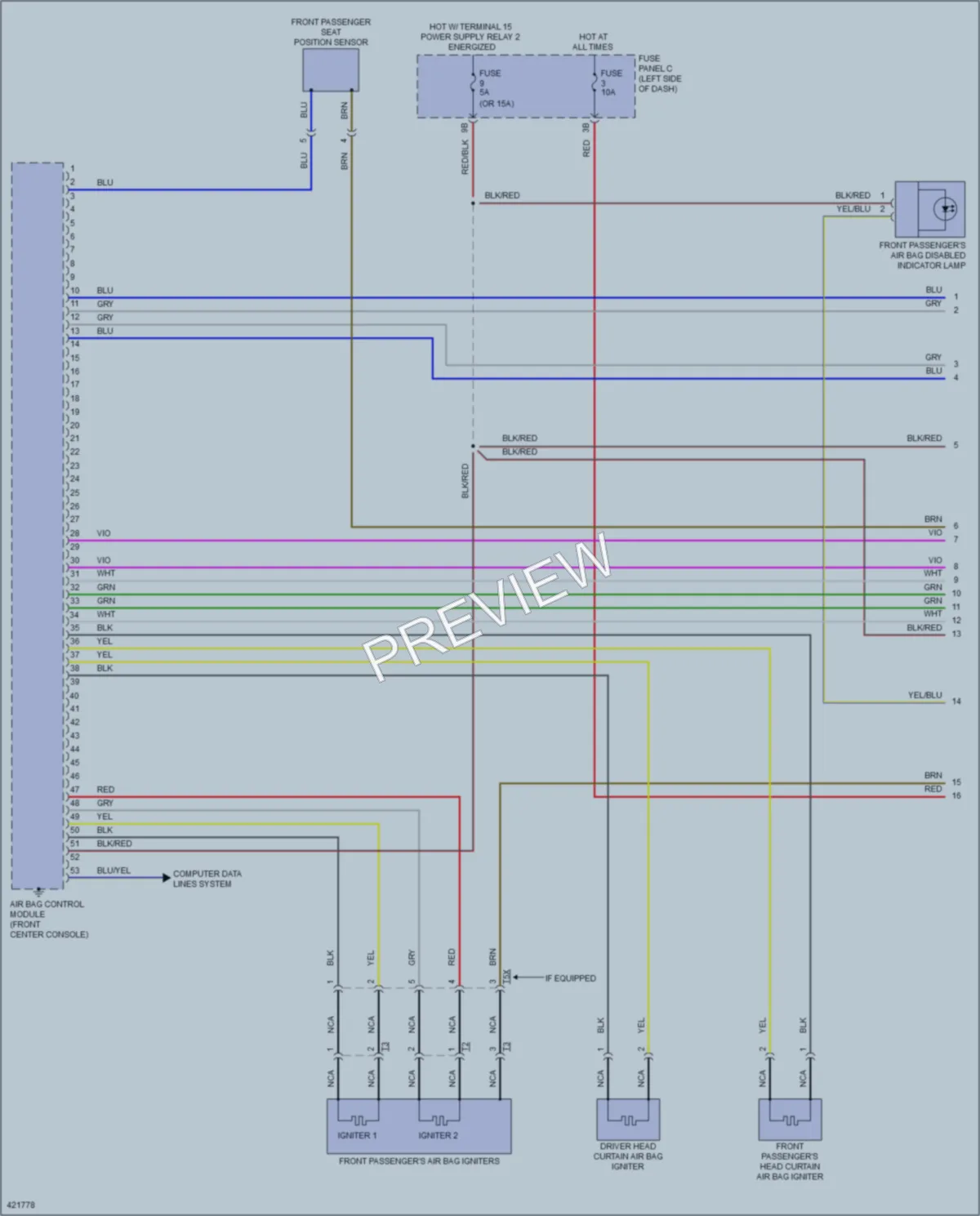 2014 Volkswagen 4D Sedan Supplemental Restraints wiring diagram preview