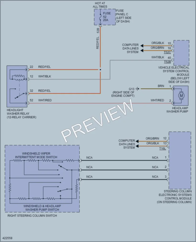 2014 Volkswagen 4D Sedan Wiper Washer wiring diagram preview