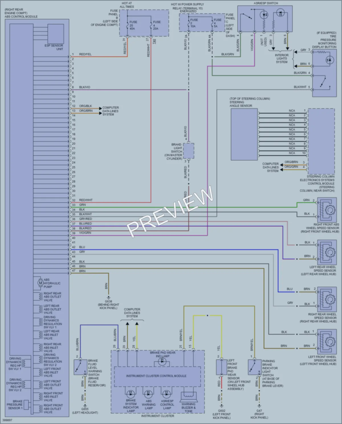 2014 Volkswagen 4D Wagon Anti Lock Brakes wiring diagram preview