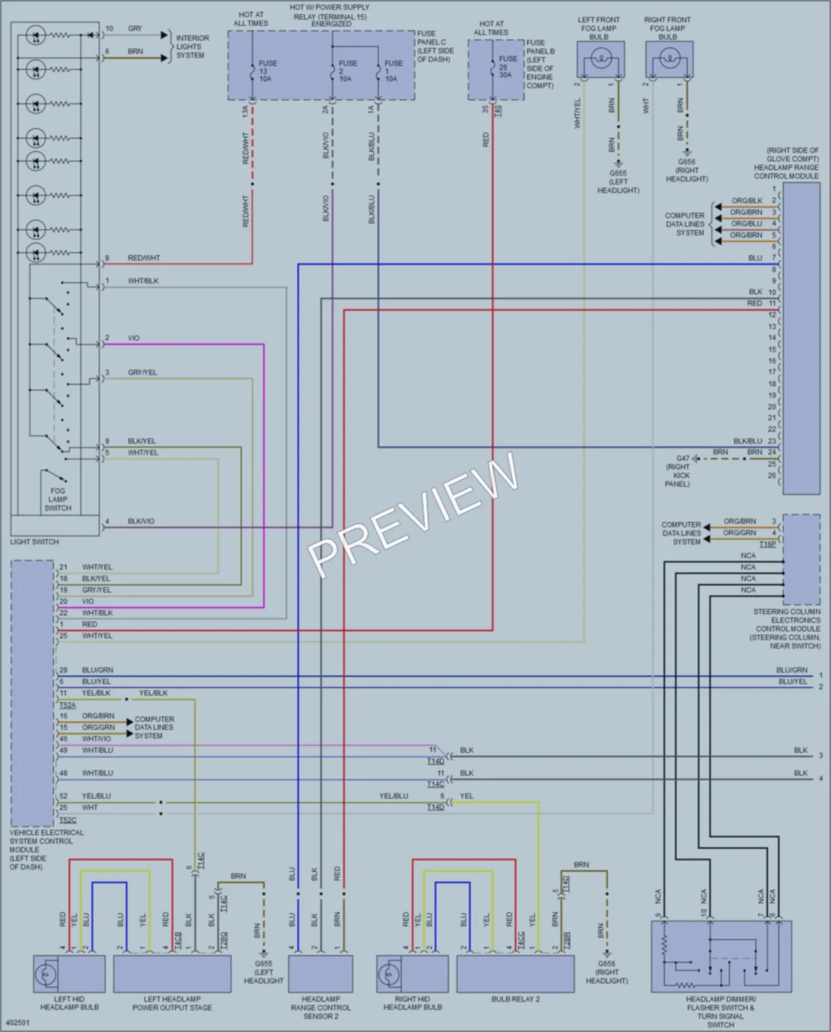 2014 Volkswagen 4D Wagon Headlights wiring diagram preview