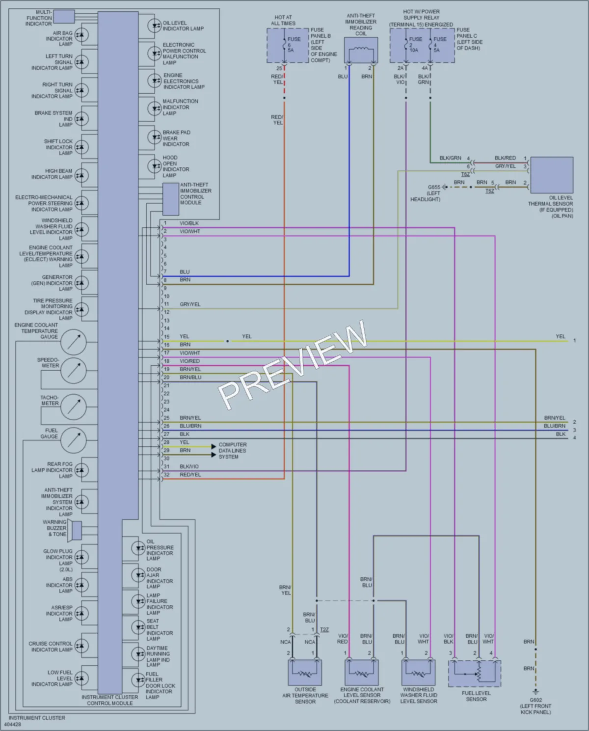 2014 Volkswagen 4D Wagon Instrument Cluster wiring diagram preview