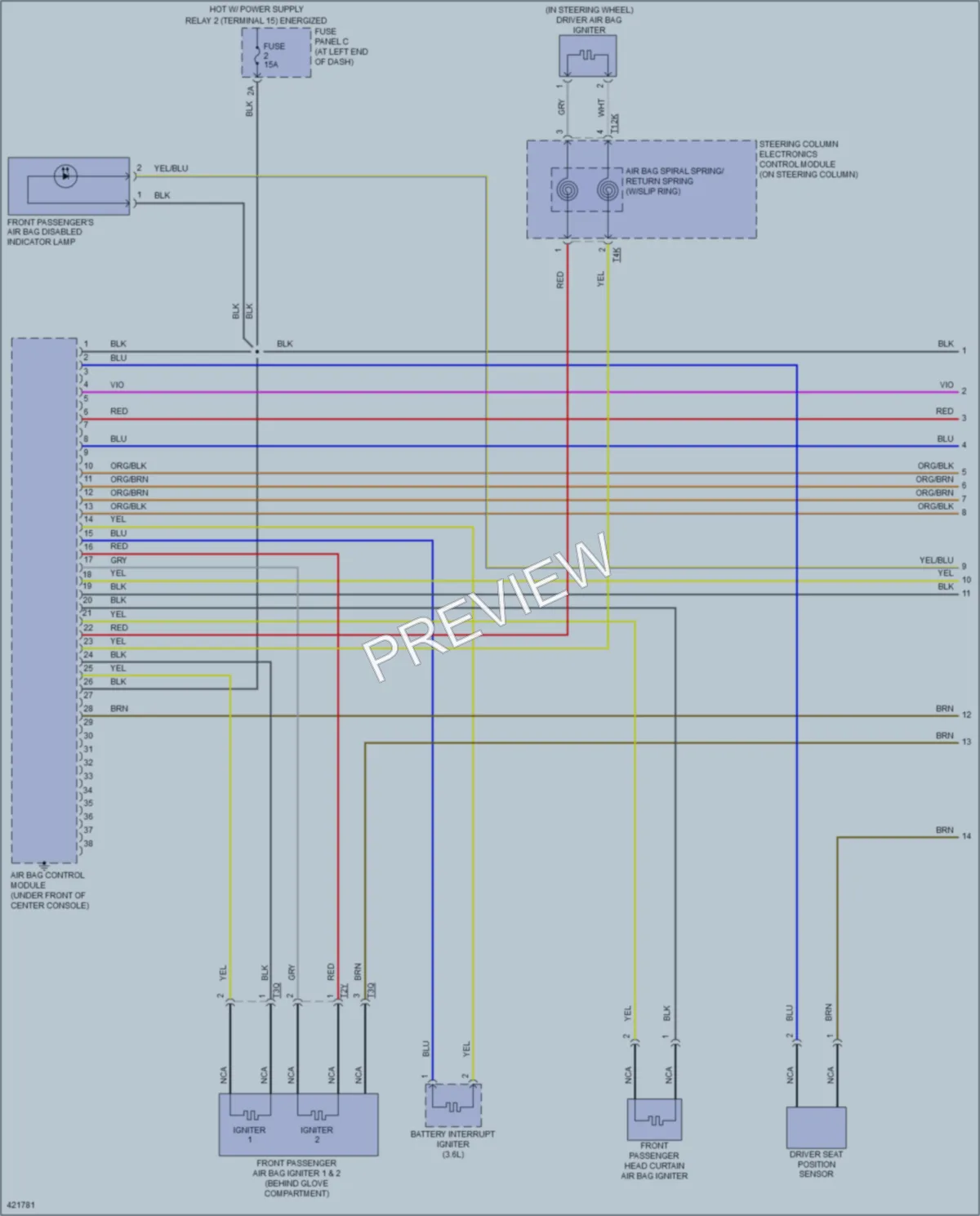2014 Volkswagen Passat Supplemental Restraints wiring diagram preview