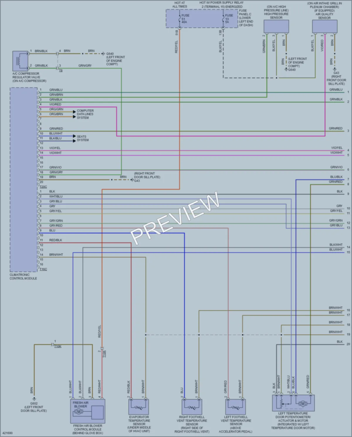 2014 Volkswagen Tiguan Air Conditioning wiring diagram preview