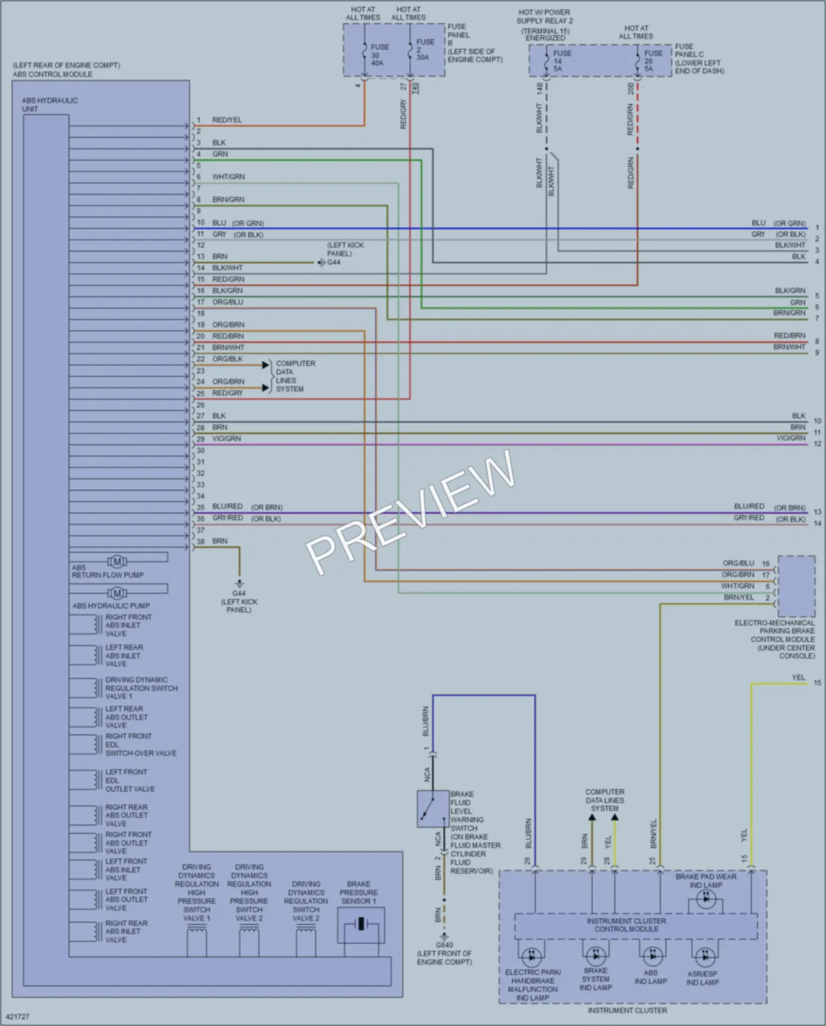 2014 Volkswagen Tiguan Anti Lock Brakes wiring diagram preview