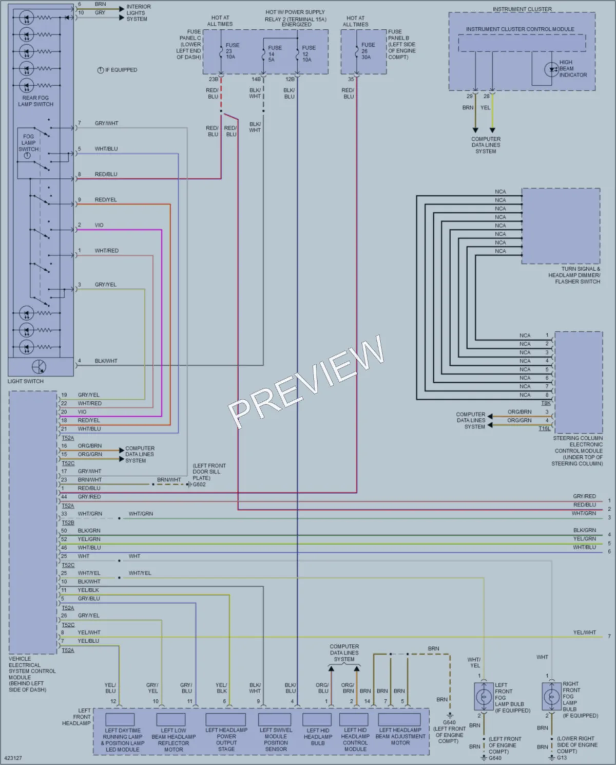 2014 Volkswagen Tiguan Headlights wiring diagram preview
