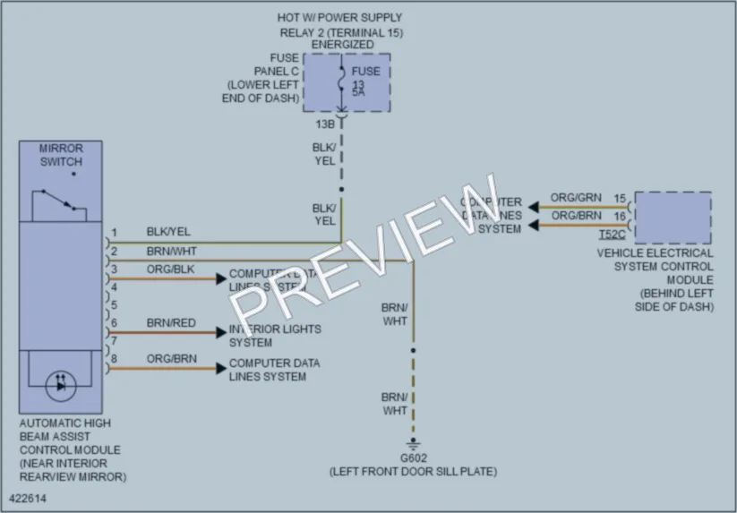 2014 Volkswagen Tiguan Power Mirrors wiring diagram preview