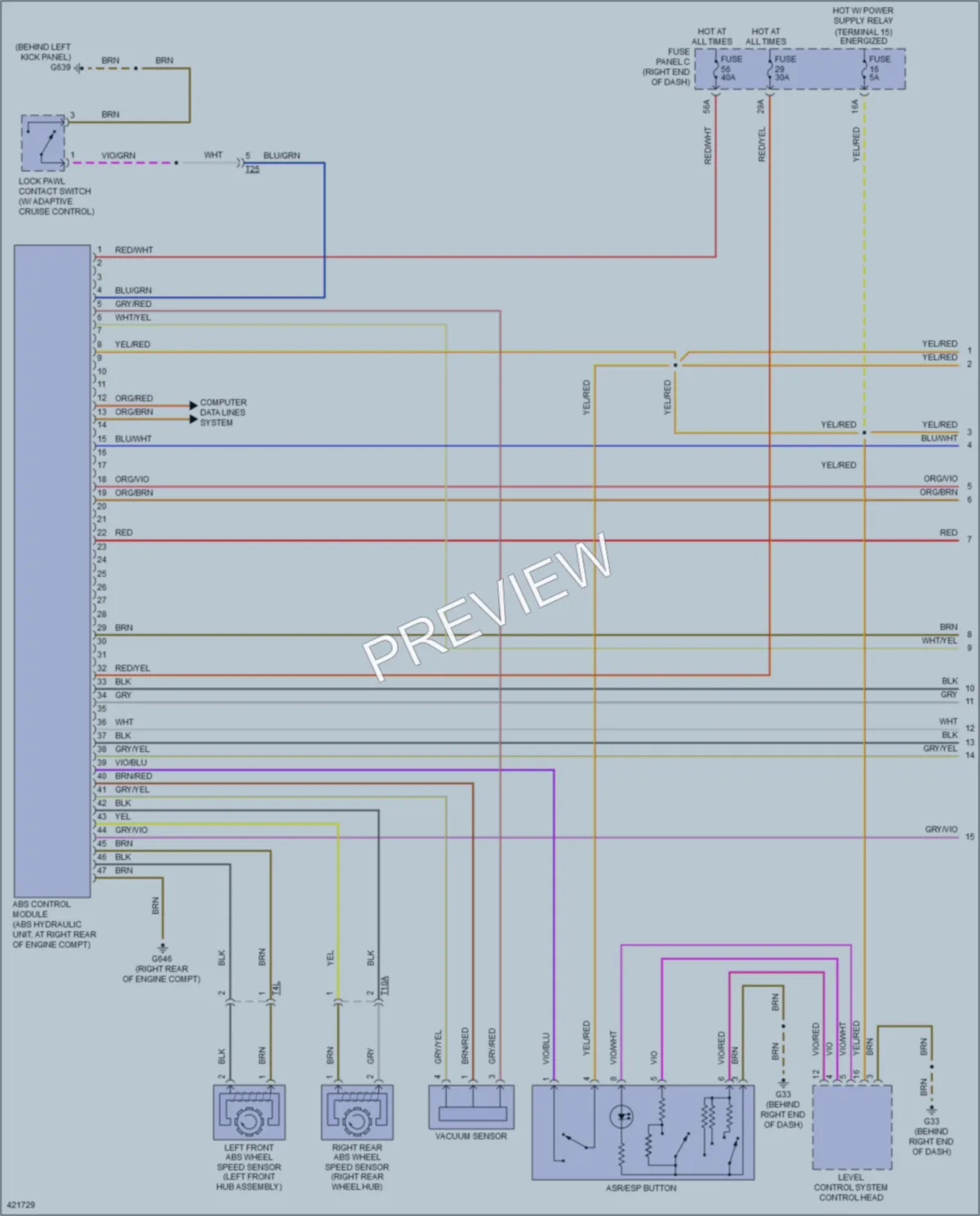 2014 Volkswagen Touareg Anti Lock Brakes wiring diagram preview