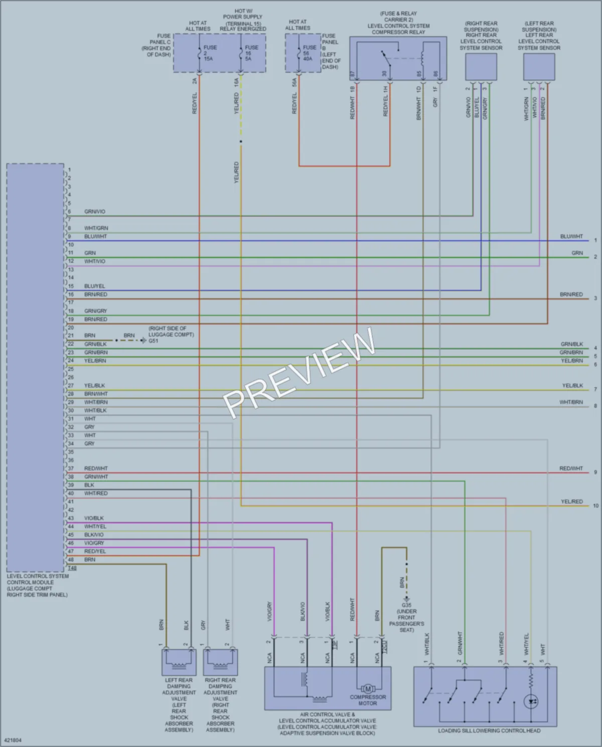 2014 Volkswagen Touareg Electronic Suspension wiring diagram preview
