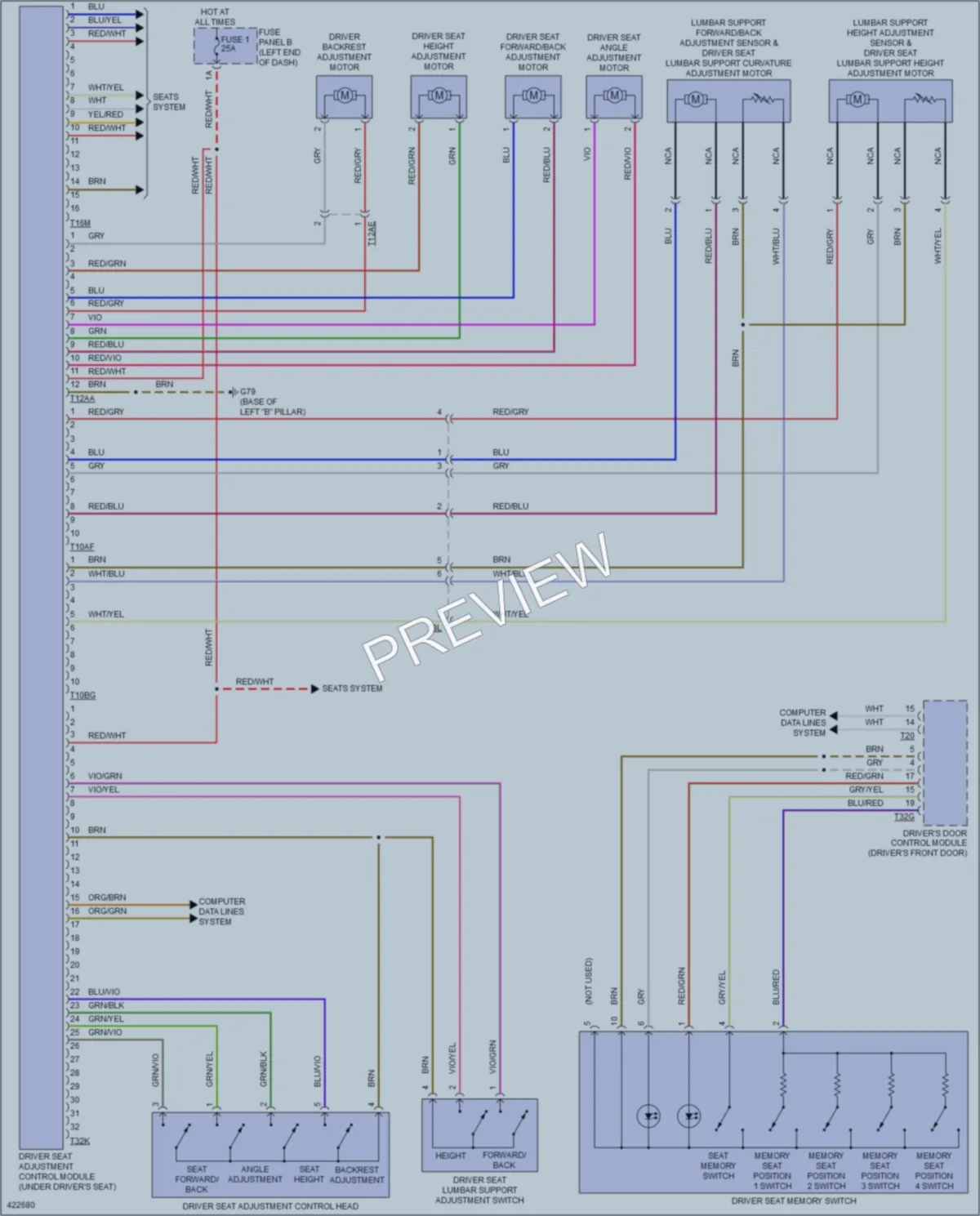 2014 Volkswagen Touareg Memory Systems wiring diagram preview