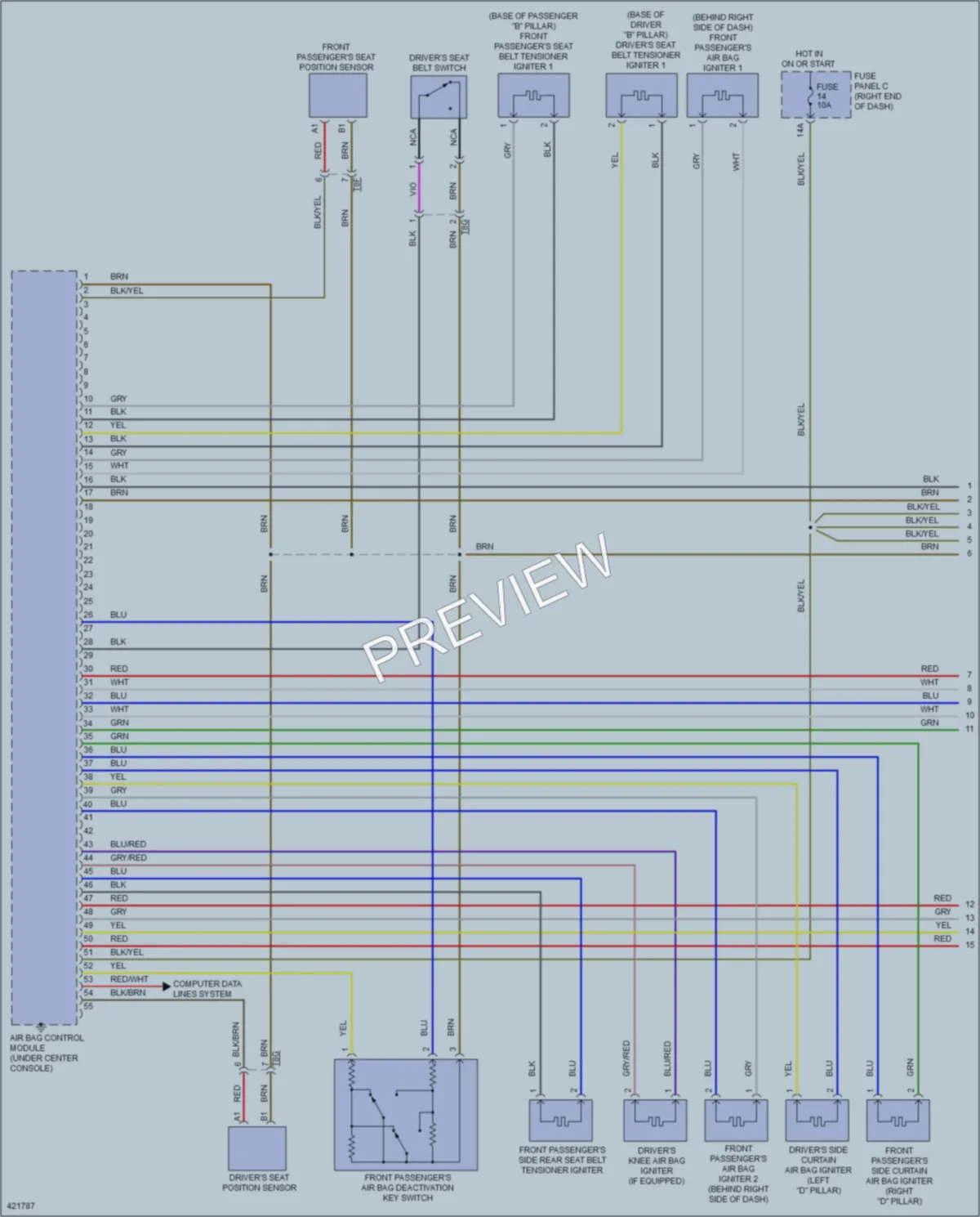 2014 Volkswagen Touareg Supplemental Restraints wiring diagram preview