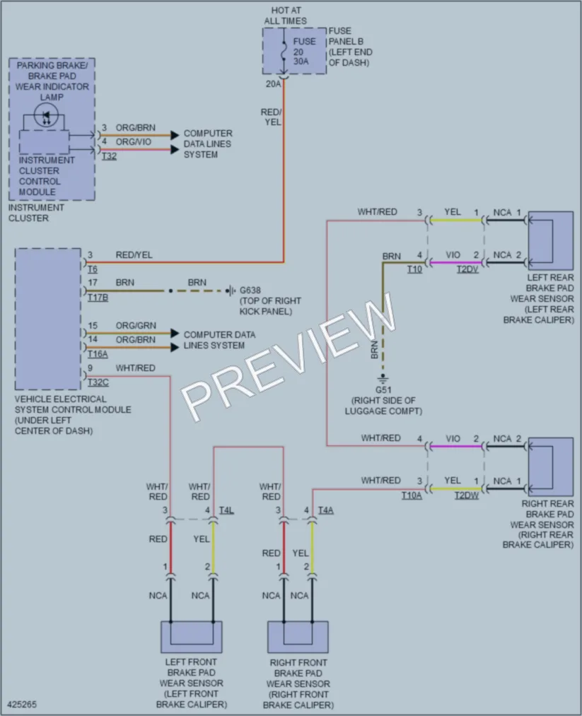 2014 Volkswagen Touareg Warning Systems wiring diagram preview