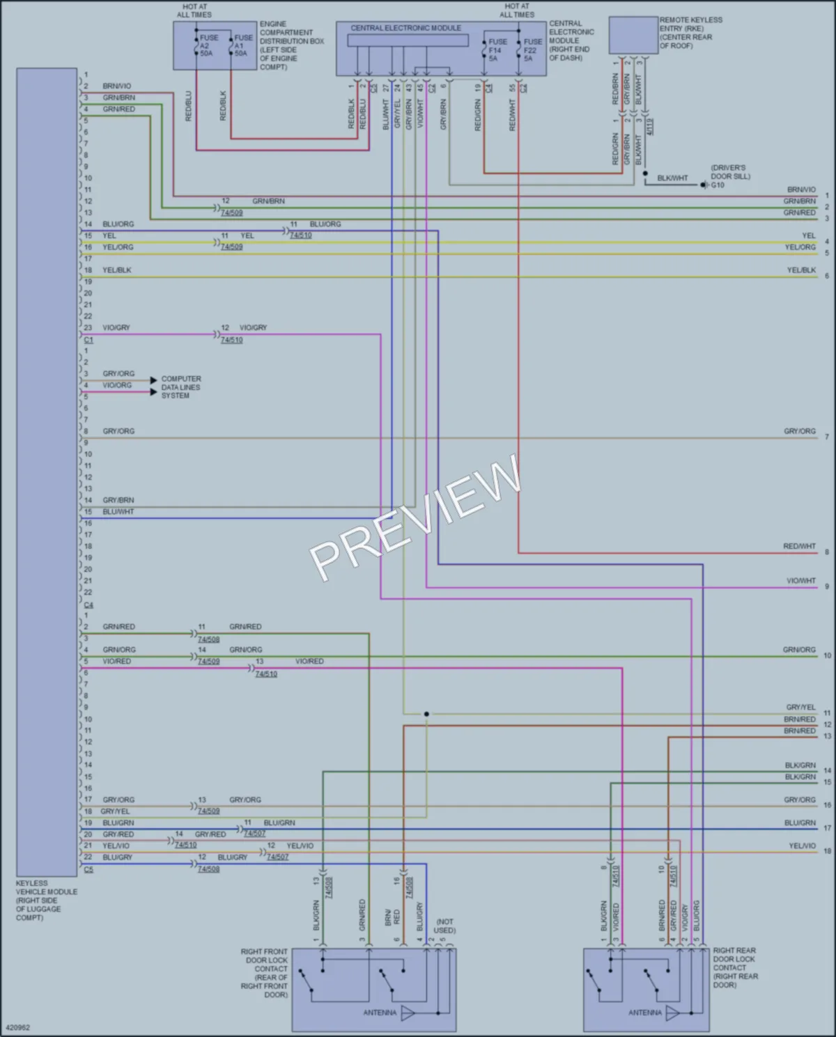2014 Volvo S60 Power Door Locks wiring diagram preview