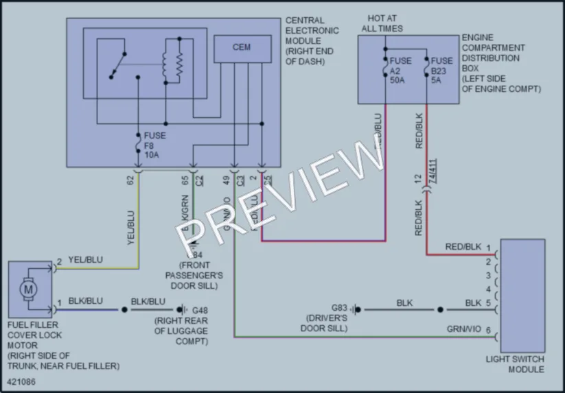 2014 Volvo S60 Trunk Tailgate Fuel Door wiring diagram preview