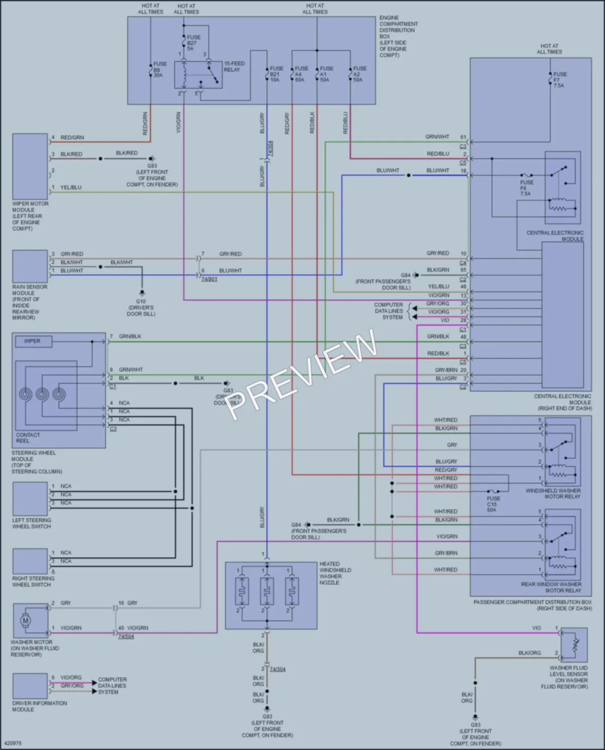 2014 Volvo S60 Wiper Washer wiring diagram preview