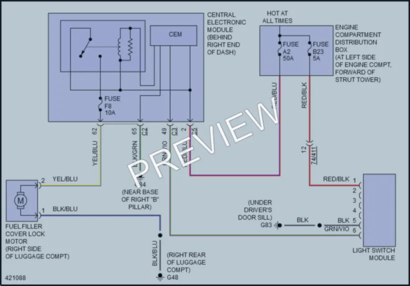 2014 Volvo S80 Trunk Tailgate Fuel Door wiring diagram preview